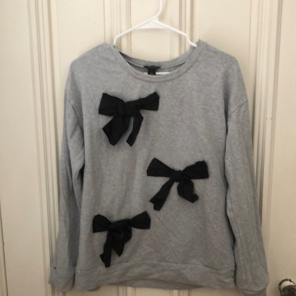 Gray Sweatshirt with Black Bows